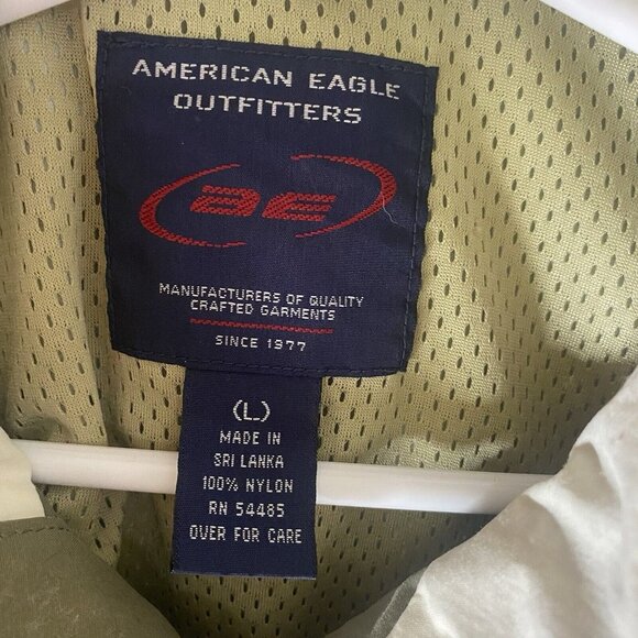 American Eagle Outfitters Windbreaker Hoodie Jacket  Mens L Green Pullover AE Ou - Picture 2 of 15